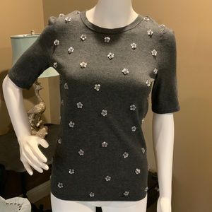 TALBOTS gray beaded top